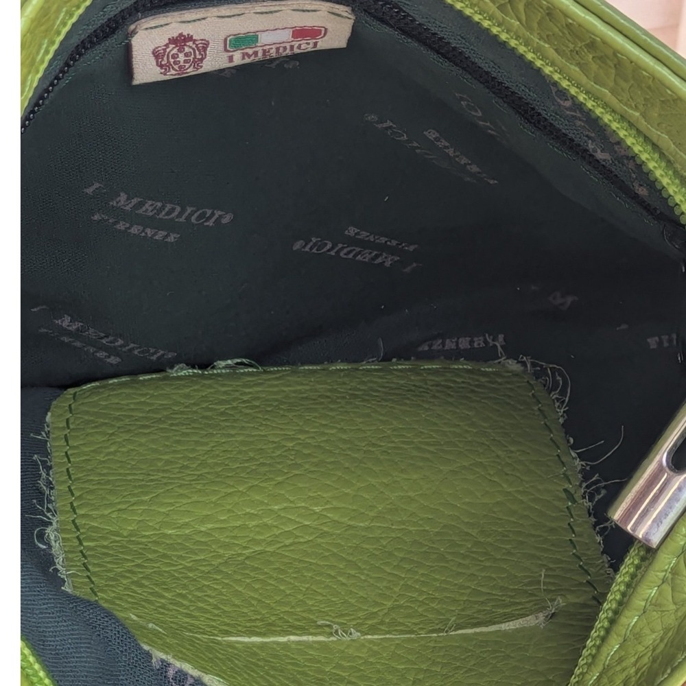 I Medici Firenze Green Brown Italian Leather Crossbody Messenger Bag Small - Picture 4 of 5